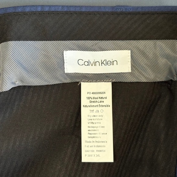 New Calvin Klein Men's Blue Fit Dress Pants 100% Wool Suit Separates‎ 36x34 - Picture 7 of 8